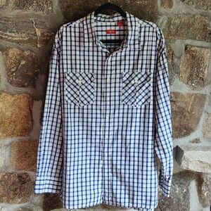 IZOD Luxury Sport Size XXL Blue Stripe Button Down Long Sleeve Shirt